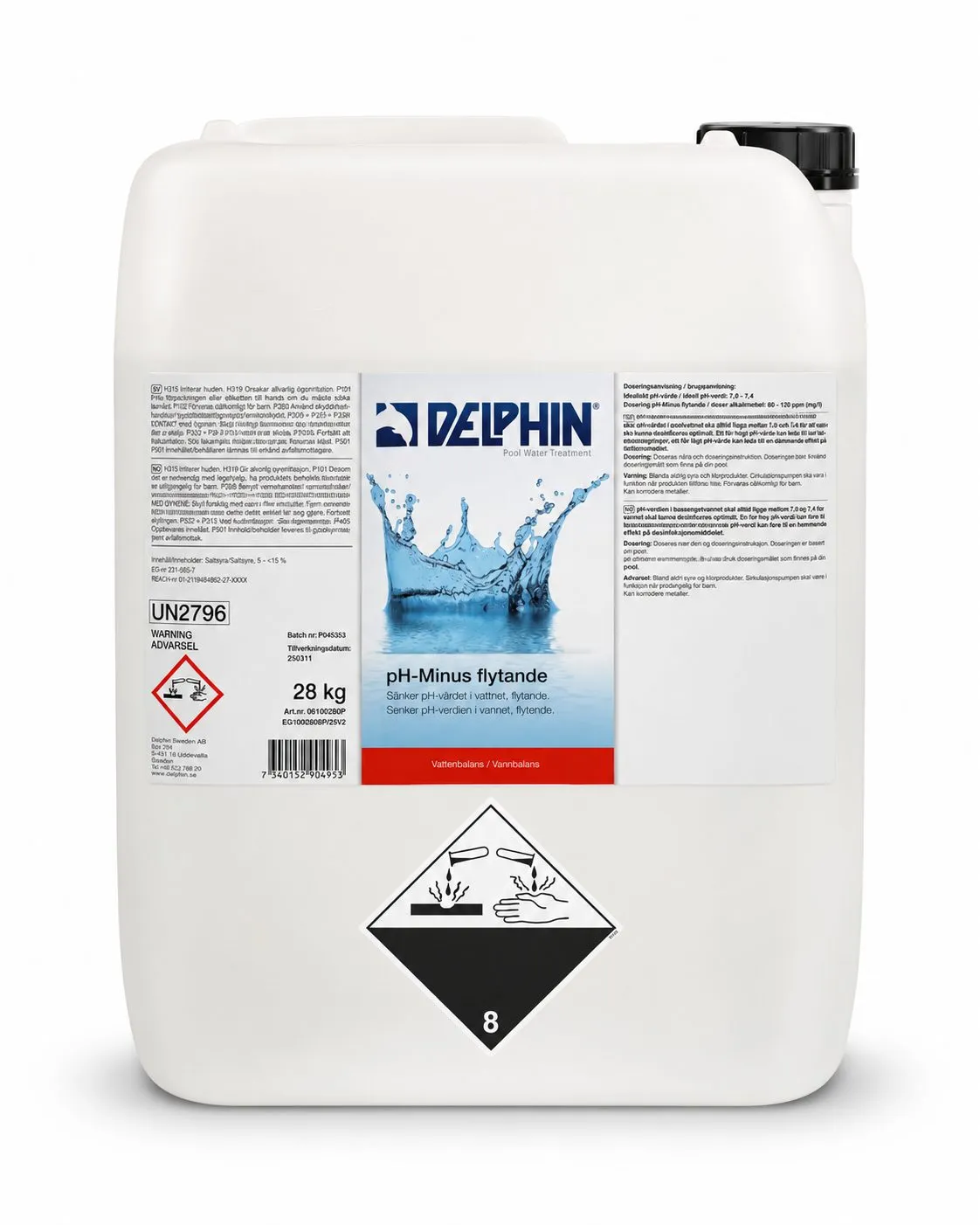 Delphin pH-Minus flytande 28 kg