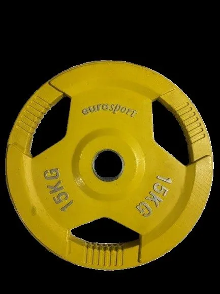 Viktskiva gummi gul 15 kg 50 mm